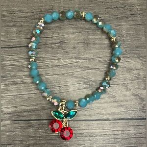 NEW Beaded Bracelet with Cherry Charm